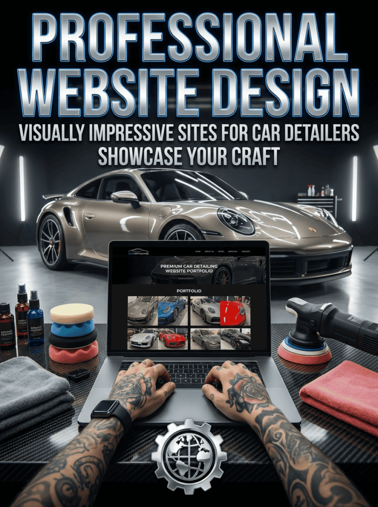 Visually impressive car detailing website for car detailers, showcasing quality portfolios and craftsmanship.